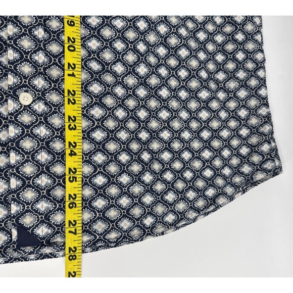 UNTUCKit Larz Short Sleeve Shirt L Navy Blue Medallion Print Casual Cotton - Picture 7 of 12